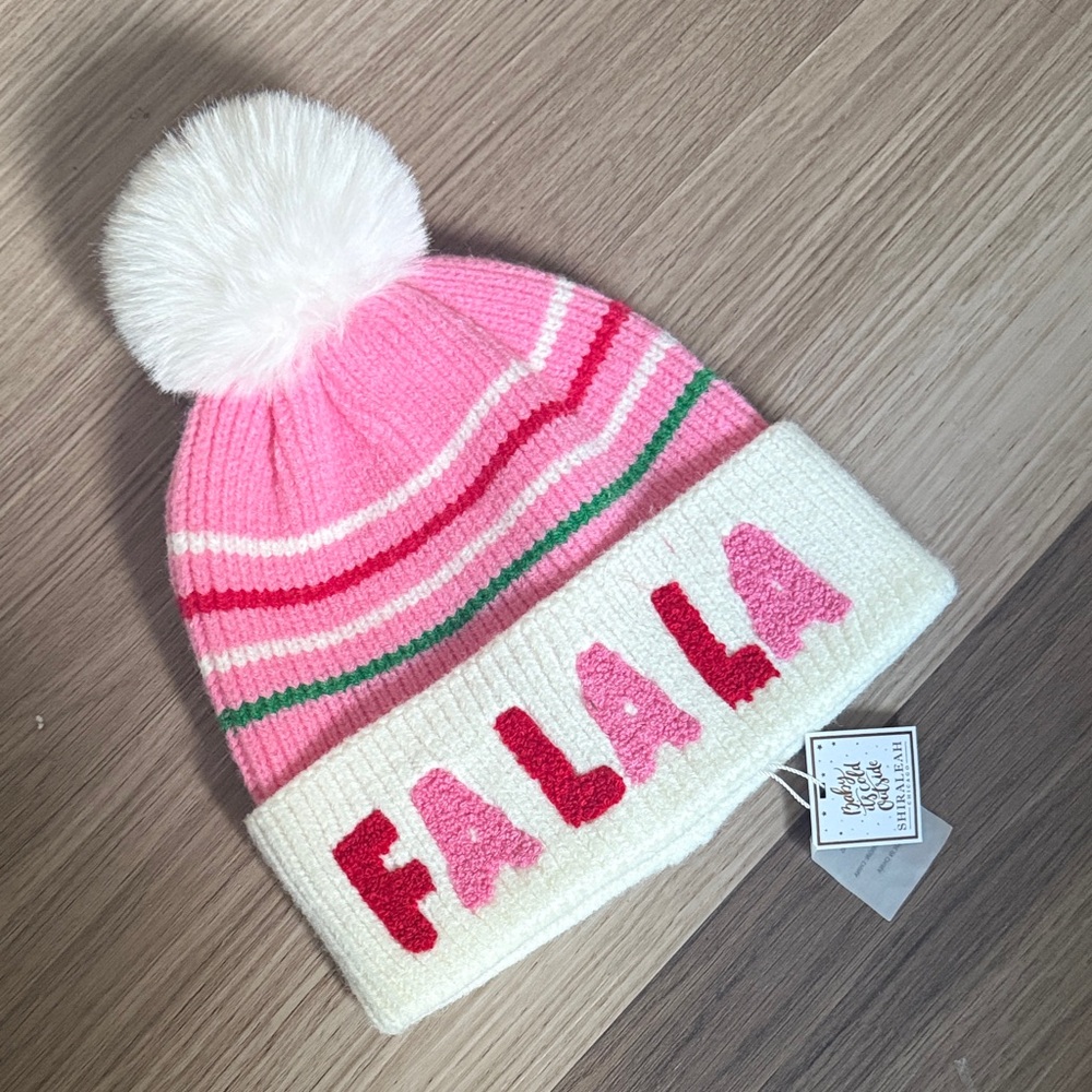 Pink and White Festive Beanie
